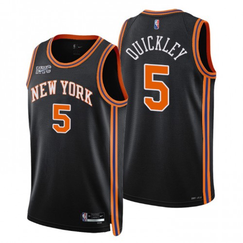 New York New York Knicks #5 Immanuel Quickley Mens Black 2021/22 Swingman Jersey - City Edition Mens