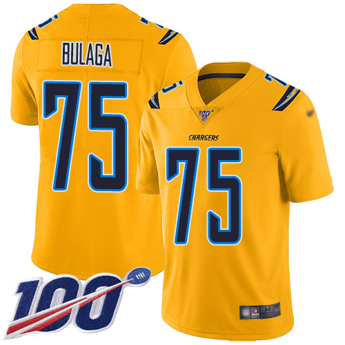 Los Angeles Chargers #75 Bryan Bulaga Gold Men's Stitched Limited Inverted Legend 100th Season Jersey Men's