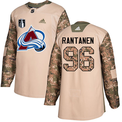 Adidas Colorado Avalanche #96 Mikko Rantanen Camo Authentic 2022 Stanley Cup Final Patch Veterans Day Stitched Jersey Men's