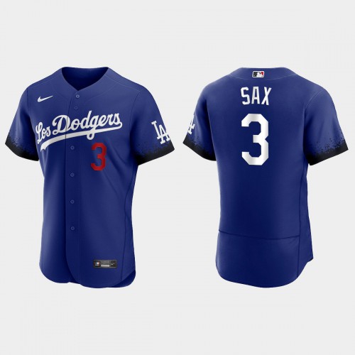 Los Angeles Los Angeles Dodgers #3 Steve Sax Men's 2021 City Connect Authentic Jersey Royal Men's