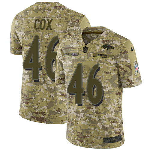 Baltimore Ravens #46 Morgan Cox Camo Men's Stitched Limited 2018 Salute To Service Jersey Men's