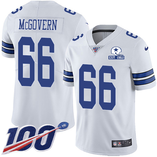 Dallas Cowboys #66 Connor McGovern White Men's Stitched With Established In 1960 Patch 100th Season Vapor Untouchable Limited Jersey Men's