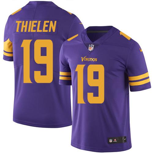 Vikings #19 Adam Thielen Purple Youth Stitched Limited Rush Jersey