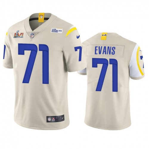 Los Angeles Los Angeles Rams #71 Bobby Evans Men's Super Bowl LVI Patch Vapor Limited Jersey - Bone Men's