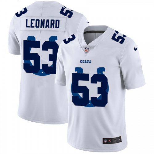 Indianapolis Indianapolis Colts #53 Darius Leonard White Men's Team Logo Dual Overlap Limited Jersey Men's