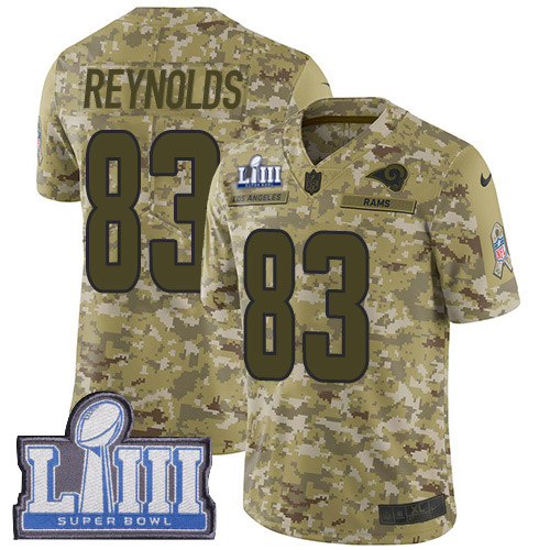 Los Angeles Rams #83 Josh Reynolds Camo Super Bowl LIII Bound Men's Stitched Limited 2018 Salute To Service Jersey Men's