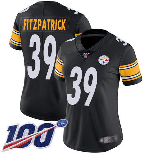 Steelers #39 Minkah Fitzpatrick Black Team Color Women's Stitched 100th Season Vapor Limited Jersey