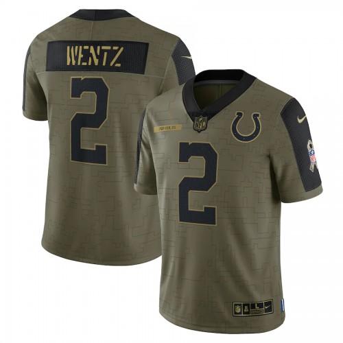 Indianapolis Indianapolis Colts #2 Carson Wentz Olive 2021 Salute To Service Limited Player Jersey Men's