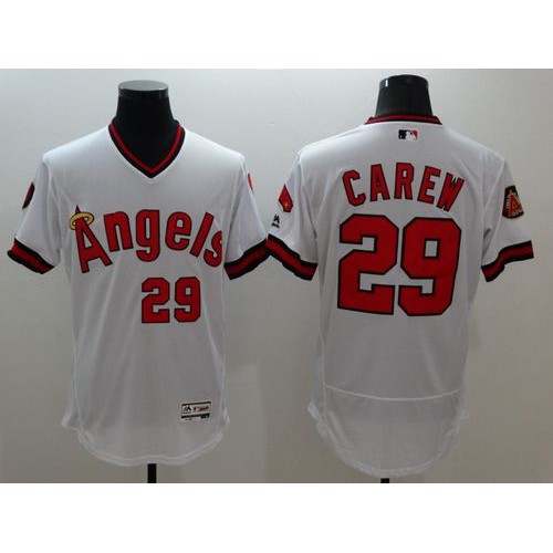 Los Angeles Angels of Anaheim #29 Rod Carew White Flexbase Authentic Collection Cooperstown Stitched Jersey Men's