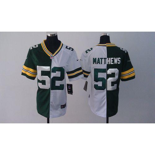 Green Bay Packers #52 Clay Matthews Green/White Women's Stitched Elite Split Jersey Womens