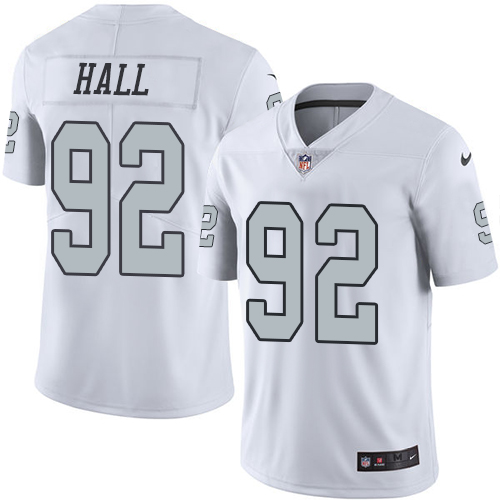 Las Vegas Raiders #92 P.J. Hall White Men's Stitched Limited Rush Jersey Men's