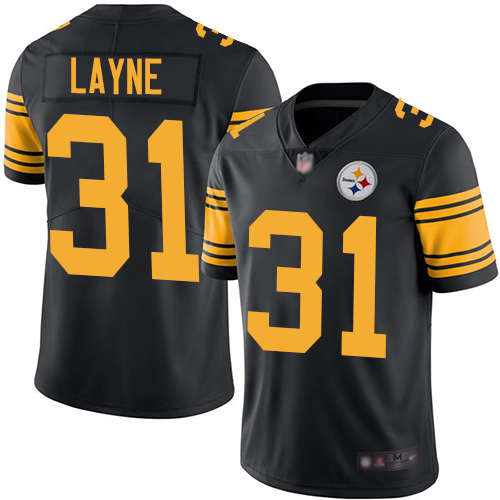 Pittsburgh Steelers #31 Justin Layne Black Men's Stitched Limited Rush Jersey Men's
