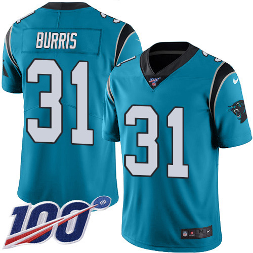 Carolina Panthers #31 Juston Burris Blue Alternate Men's Stitched 100th Season Vapor Untouchable Limited Jersey Men's
