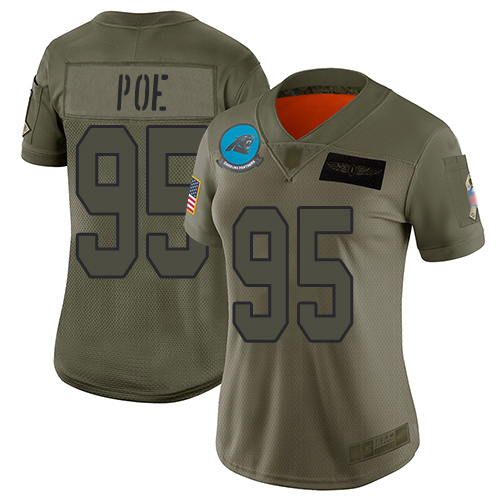 Carolina Panthers #95 Dontari Poe Camo Women's Stitched Limited 2019 Salute to Service Jersey Womens