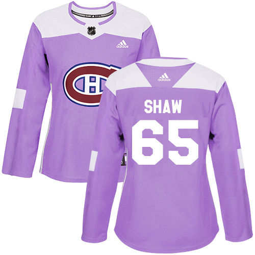 Adidas Montreal Canadiens #65 Andrew Shaw Purple Authentic Fights Cancer Women's Stitched Jersey Womens
