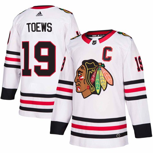 Adidas Chicago Blackhawks #19 Jonathan Toews White Road Authentic Stitched Jersey Men's