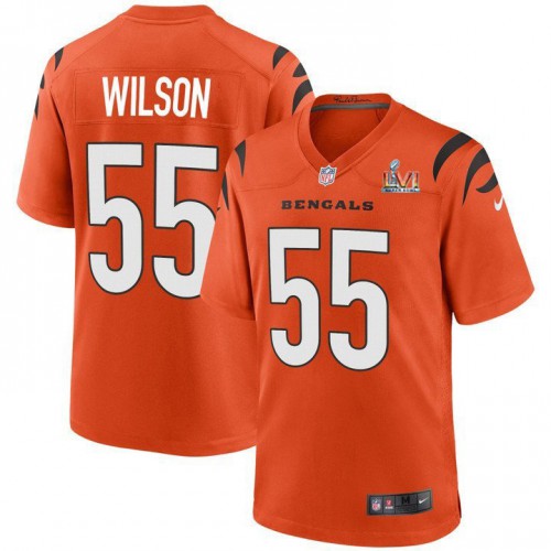 Cincinnati Cincinnati Bengals #55 Logan Wilson Orange Super Bowl LVI Patch Alternate Game Jersey Men's