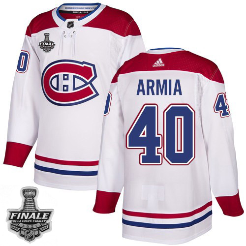 Adidas Montreal Canadiens #40 Joel Armia White Road Authentic 2021 Stanley Cup Final Patch Jersey Men's