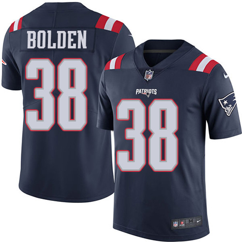 New England Patriots #38 Brandon Bolden Navy Blue Men's Stitched Limited Rush Jersey Men's