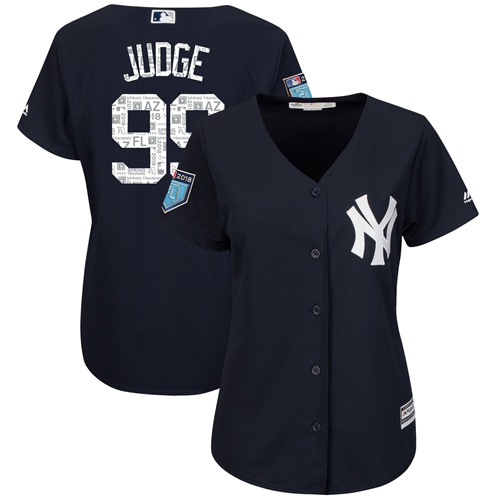 New York Yankees #99 Aaron Judge Navy Blue 2018 Spring Training Cool Base Women's Stitched Jersey Womens