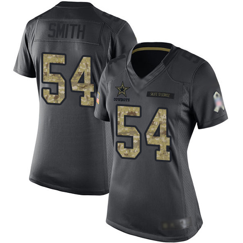 Dallas Cowboys #54 Jaylon Smith Black Women's Stitched Limited 2016 Salute to Service Jersey Womens
