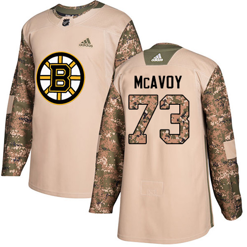 Adidas Boston Bruins #73 Charlie McAvoy Camo Authentic 2017 Veterans Day Stitched Jersey Men's