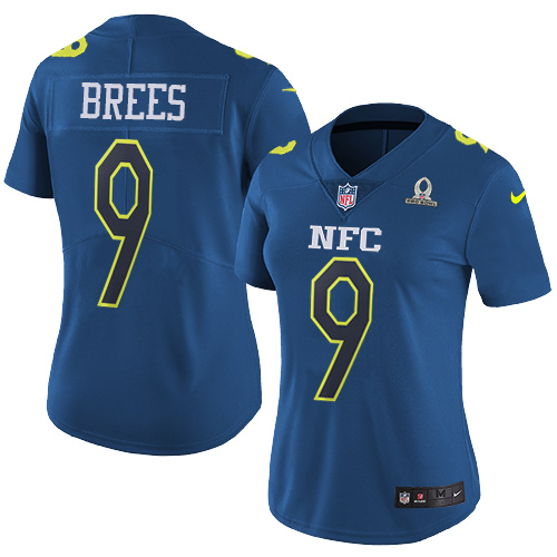 Saints #9 Drew Brees Navy Women's Stitched Limited NFC 2017 Pro Bowl Jersey