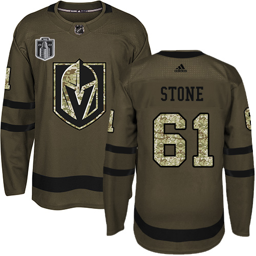 Adidas Golden Knights #61 Mark Stone Green 2023 Stanley Cup Final Patch Salute To Service Stitched Jersey