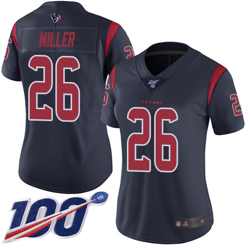 Houston Texans #26 Lamar Miller Navy Blue Women's Stitched Limited Rush 100th Season Jersey Womens