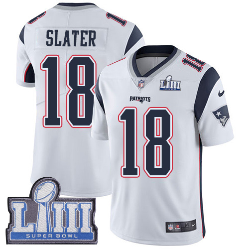 Patriots #18 Matt Slater White Super Bowl LIII Bound Youth Stitched Vapor Untouchable Limited Jersey