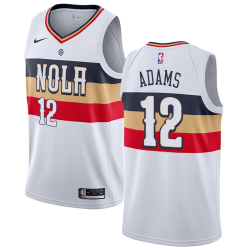 New Orleans Pelicans #12 Steven Adams White Swingman Earned Edition Jersey Mens