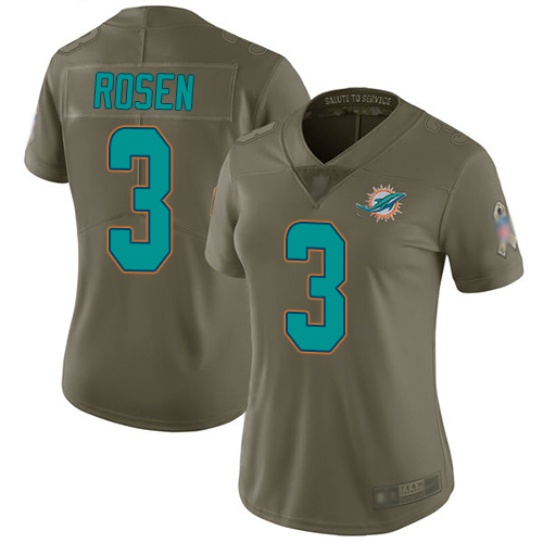 Miami Dolphins #3 Josh Rosen Olive Women's Stitched Limited 2017 Salute to Service Jersey Womens