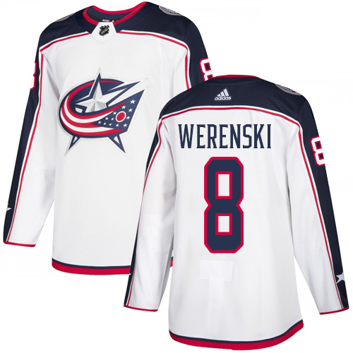Adidas Columbus Blue Jackets #8 Zach Werenski White Road Authentic Stitched Youth Jersey Youth