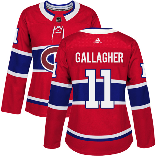 Adidas Montreal Canadiens #11 Brendan Gallagher Red Home Authentic Women's Stitched Jersey Womens