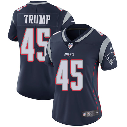 New England Patriots #45 Donald Trump Navy Blue Team Color Women's Stitched Vapor Untouchable Limited Jersey Womens