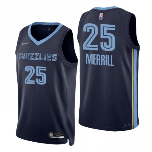 Memphis Grizzlies #25 Sam Merrill Navy Mens 2021-22 75th Anniversary Diamond Swingman Jersey - Icon Edition Mens