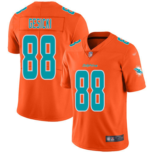 Dolphins #88 Mike Gesicki Orange Youth Stitched Limited Inverted Legend Jersey