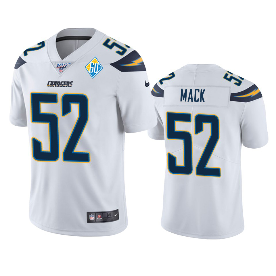 Los Angeles Chargers #52 Khalil Mack White 60th Anniversary Vapor Limited Jersey