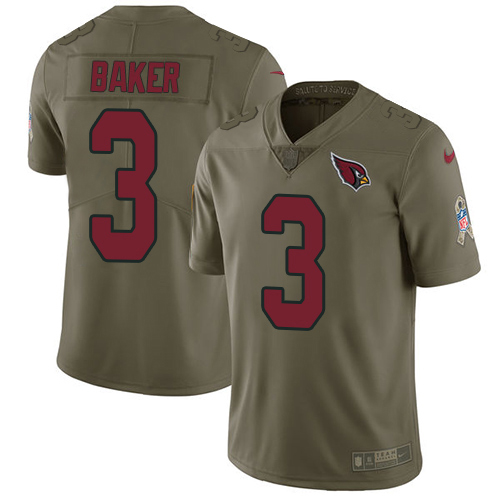 Cardinals #3 Budda Baker Olive Youth Stitched Limited 2017 Salute To Service Jersey