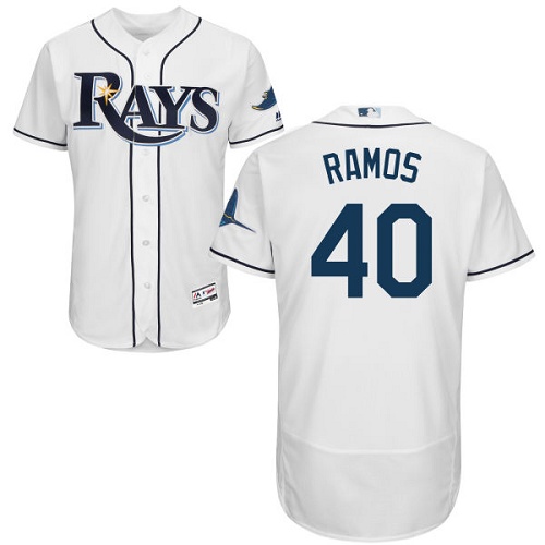 Tampa Bay Rays #40 Wilson Ramos White Flexbase Authentic Collection Stitched Jersey Men's