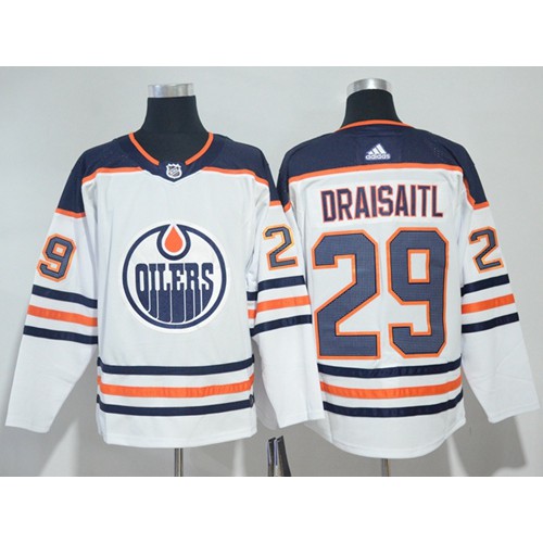 Adidas Edmonton Oilers #29 Leon Draisaitl White Road Authentic Stitched Jersey Men's