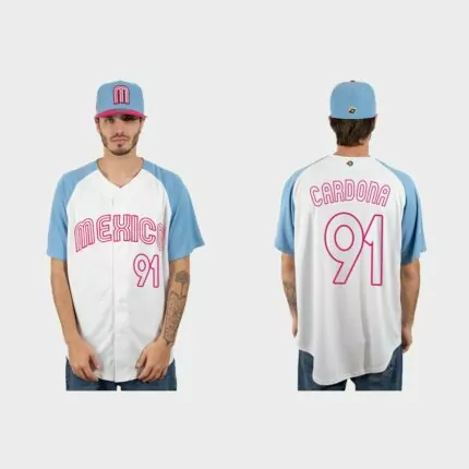 Jose Cardona Mexico Baseball 2023 World Baseball Classic Jersey – White Blue