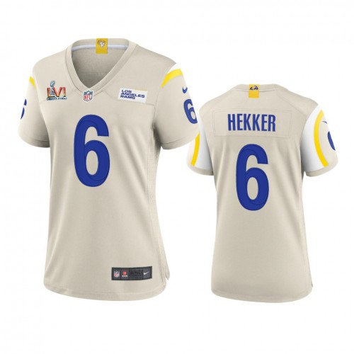 Los Angeles Los Angeles Rams #6 Johnny Hekker Women's Super Bowl LVI Patch Game Jersey - Bone Womens