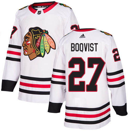 Adidas Chicago Blackhawks #27 Adam Boqvist White Road Authentic Stitched Jersey Men's