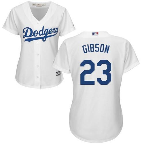 Los Angeles Dodgers #23 Kirk Gibson White Home Women's Stitched Jersey Womens