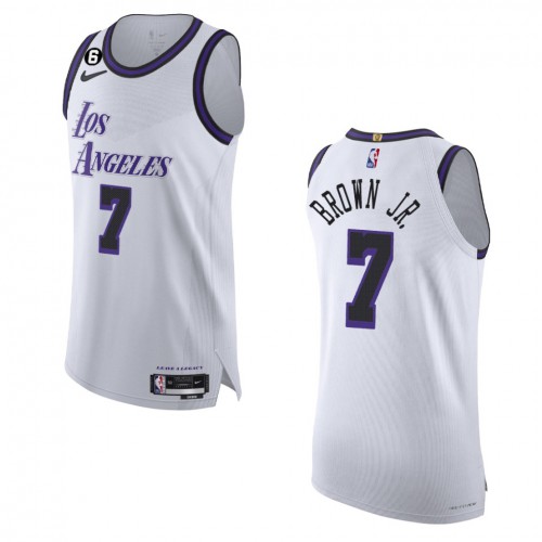 Los Angeles Los Angeles Lakers #7 Troy Brown Jr. White 2022-23 Authentic Jersey - City Edition Mens