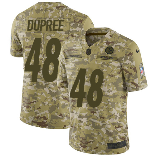 Pittsburgh Steelers #48 Bud Dupree Camo Youth Stitched Limited 2018 Salute to Service Jersey Youth