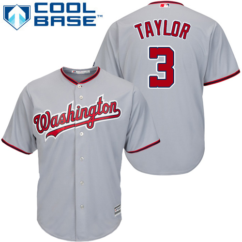 Washington Nationals #3 Michael Taylor Grey Cool Base Stitched Youth Jersey Youth
