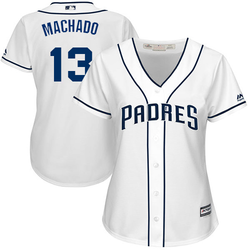 San Diego Padres #13 Manny Machado White Home Women's Stitched Jersey Womens