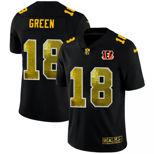 Cincinnati Cincinnati Bengals #18 A.J. Green Men's Black Golden Sequin Vapor Limited Jersey Men's
